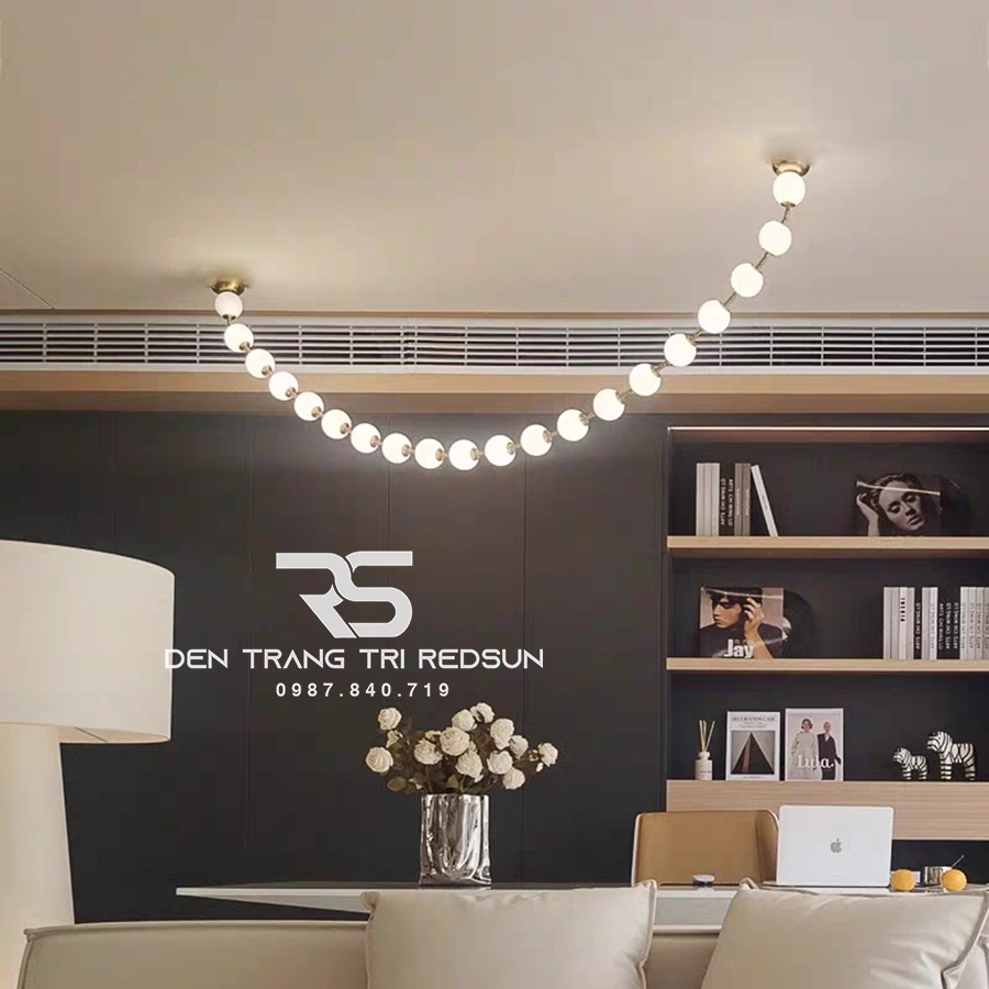 Đèn Chùm Lắp Thông Tầng, Sảnh Khách Sạn, Phòng Khách, Bàn Ăn Phong Cách Bắc Âu Hình Vòng Cổ Ngọc Trai DC-T089