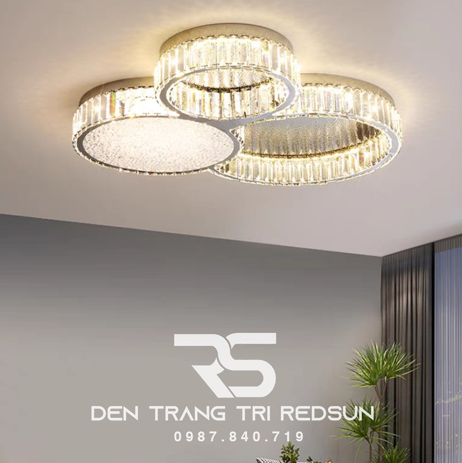 Đèn Mâm Pha Lê Ốp Trần Phòng Khách Hiện Đại M9239