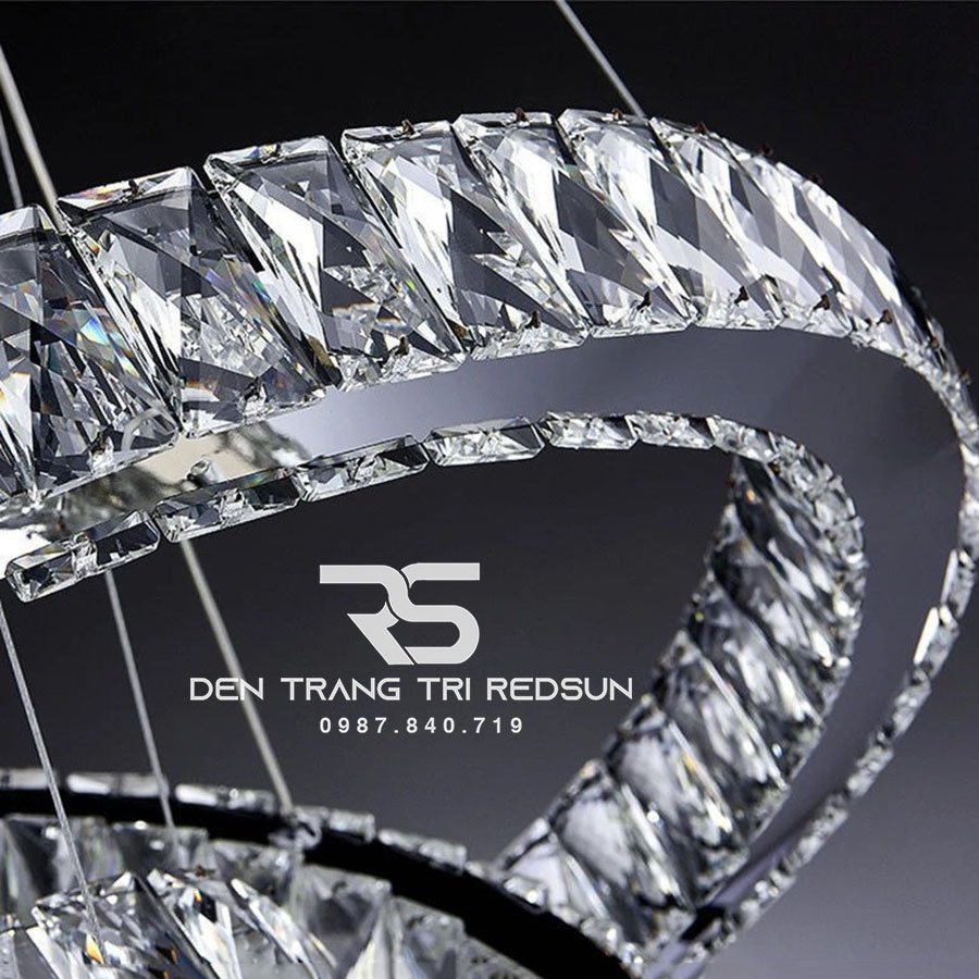 Đèn Chùm Pha Lê Hiện Đại Cao Cấp Lắp Thông Tầng Phòng Khách, Cầu Thang, Sảnh Khách Sạn TPLTD Bản 5cm