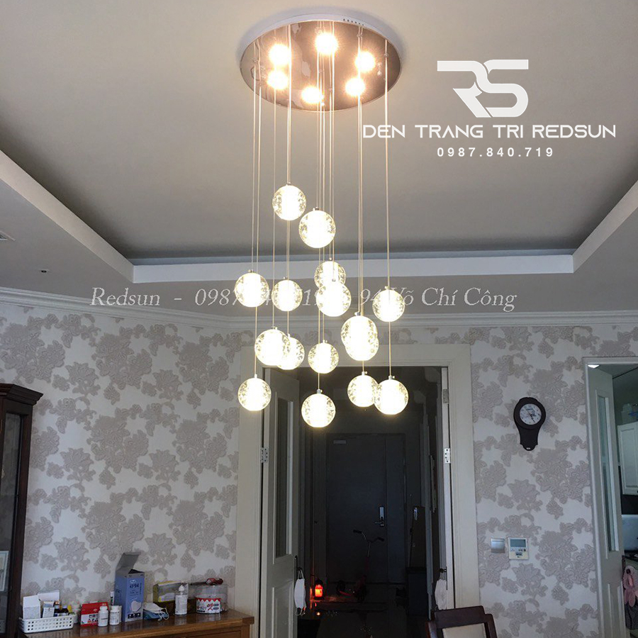 Đèn Thả Trần Hiện Đại Bocci Lắp Thông Tầng  Cầu Thang, Phòng Khách, Bàn Ăn Chất Liệu Pha Lê HTK009