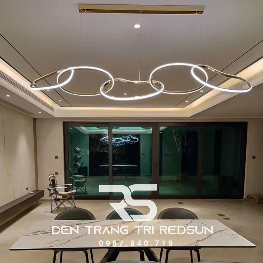 Đèn Thả Bàn Ăn Hiện Đại Bắc Âu Khung Inox Chiều Dài 120cm DC-L037