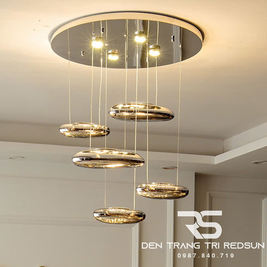 Đèn Thả Phòng Khách Hiện Đại Thuỷ Tinh Giọt Nước Đen Phong Cách Italia DC-T080