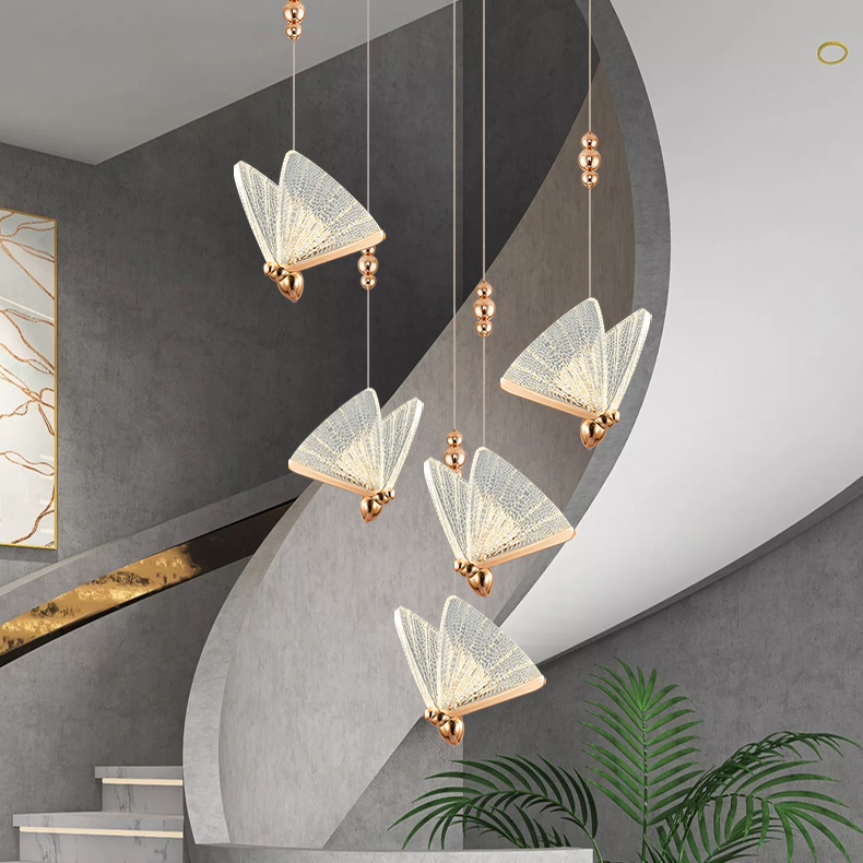 Đèn Thả Thông Tầng Hiện Đại Chất Liệu Acrylic Lắp Thông Tầng Cầu Thang, Phòng Khách, Bàn Ăn HTK038