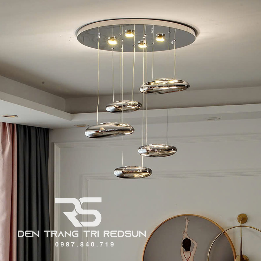 Đèn Thả Phòng Khách Hiện Đại Thuỷ Tinh Giọt Nước Đen Phong Cách Italia DC-T080