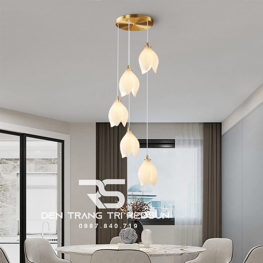 Đèn Thả Phong Cách Hiện Đại Hoa Mộc Lan Lắp Phòng Khách, Sảnh Chờ, Cầu Thang Thông Tầng HTK052