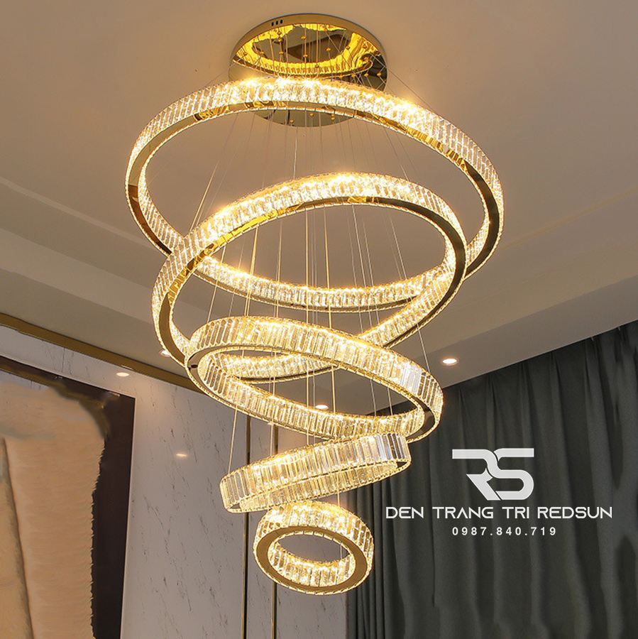 Đèn Chùm Pha Lê Hiện Đại Lắp Thông Tầng Sảnh Khách Sạn, Phòng Khách, Cầu Thang TPLTM