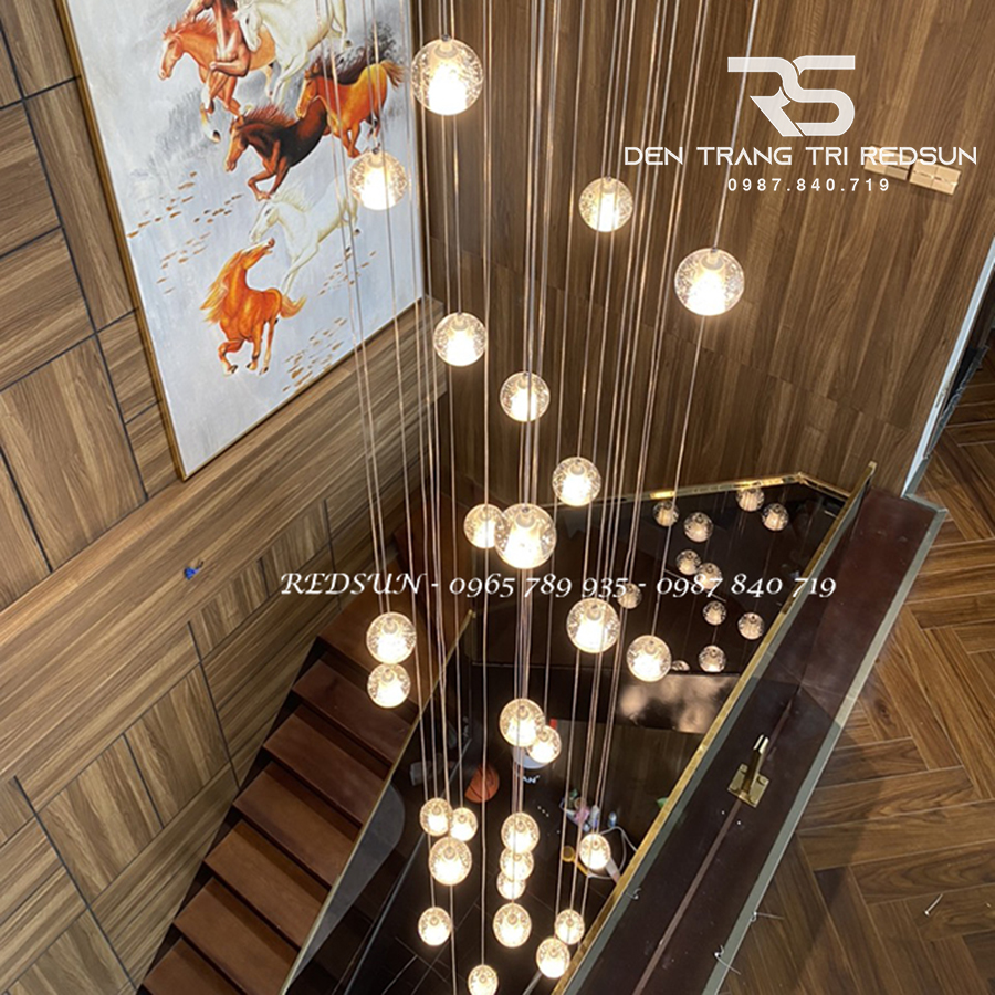Đèn Thả Trần Hiện Đại Bocci Lắp Thông Tầng  Cầu Thang, Phòng Khách, Bàn Ăn Chất Liệu Pha Lê HTK009