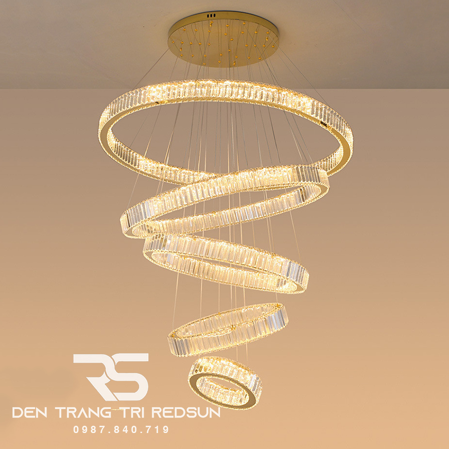 Đèn Chùm Pha Lê Hiện Đại Lắp Thông Tầng Sảnh Khách Sạn, Phòng Khách, Cầu Thang TPLTM