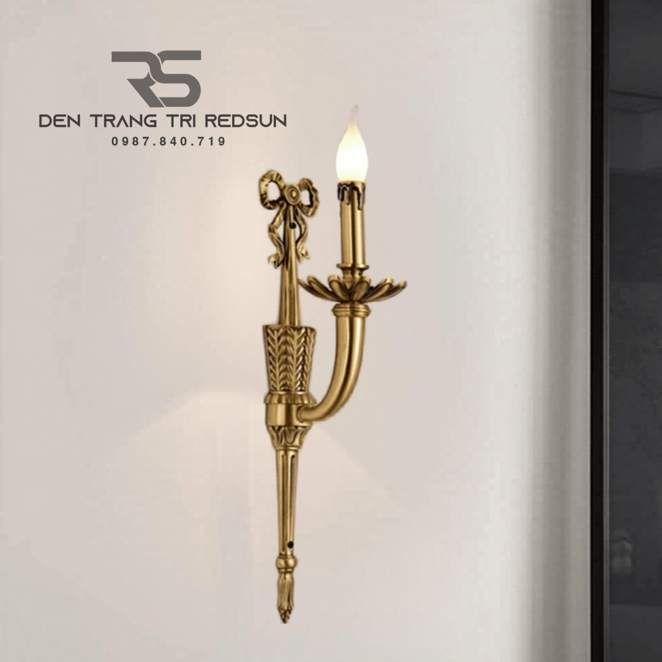 Đèn Tường Nến Chất Liệu Đồng Đá Phong Cách Cổ Điển DT-CA745/1