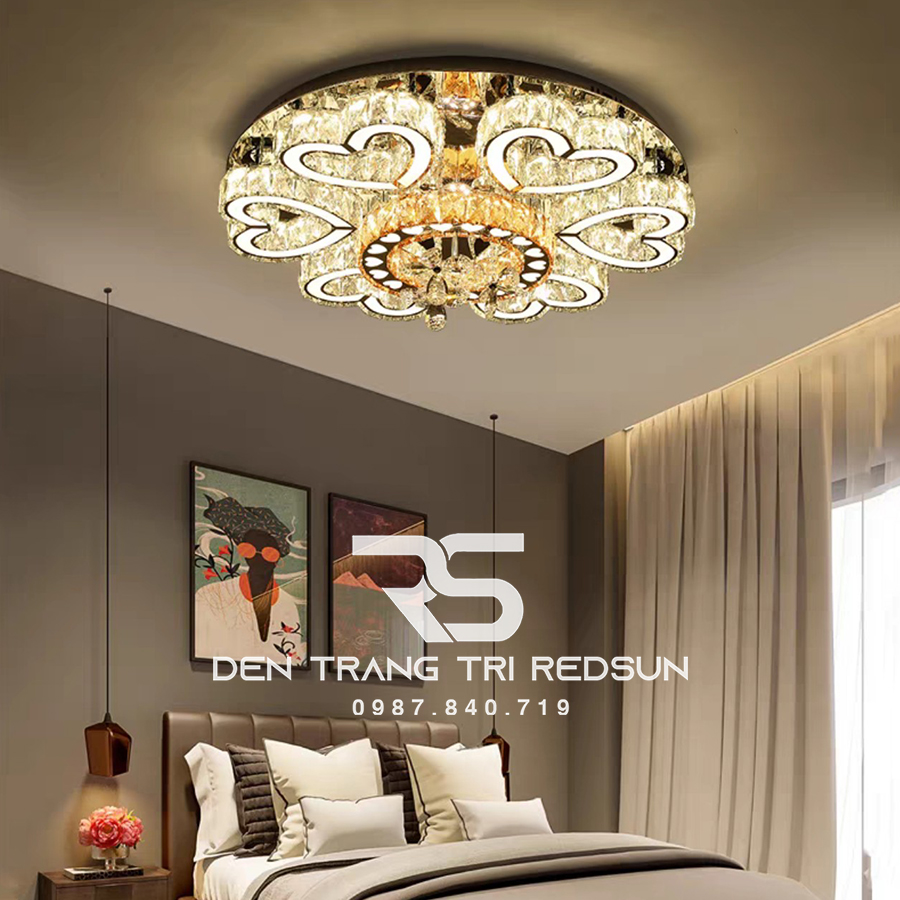 Đèn Mâm Pha Lê Ốp Trần Phòng Khách Hiện Đại M9242