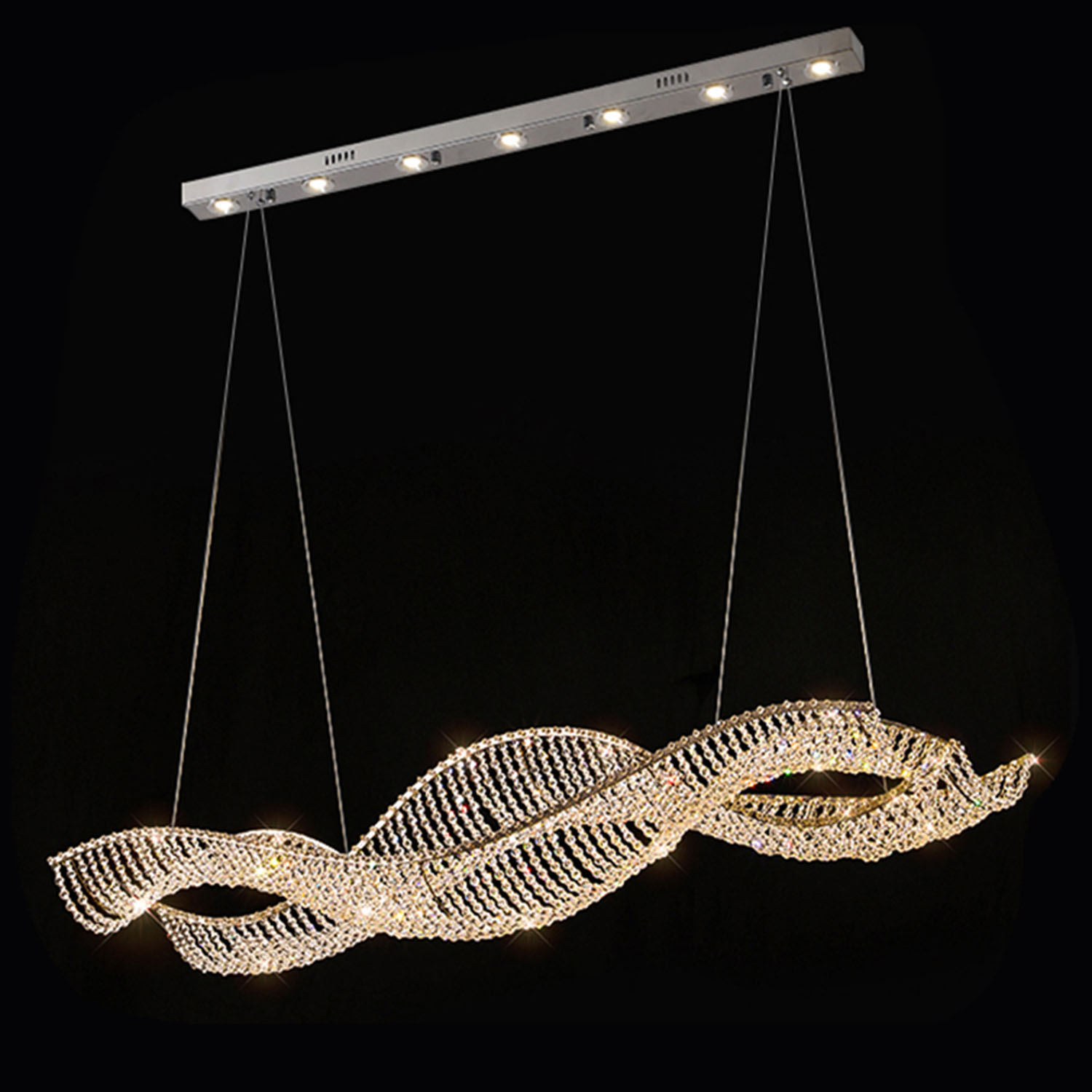 Đèn Chùm Pha Lê Thả Bàn Ăn, Bàn Đảo Hiện Đại Phong Cách Bắc Âu Lượn Sóng DCP-013