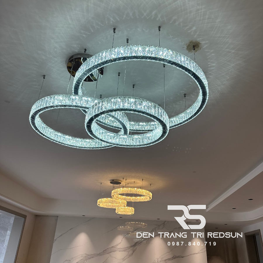 Đèn Chùm Pha Lê Hiện Đại Lắp Thông Tầng Sảnh Khách Sạn, Phòng Khách, Cầu Thang TPLTM