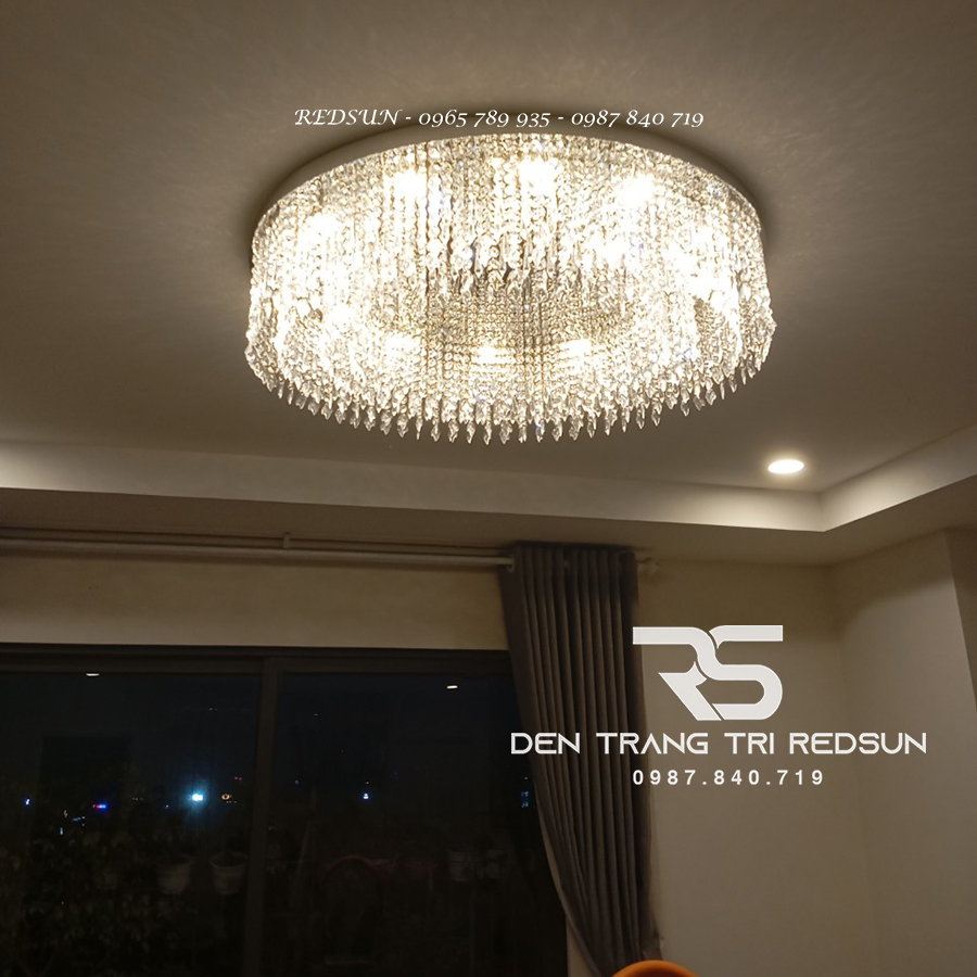 Đèn Mâm Pha Lê Ốp Trần Phòng Khách Hiện Đại M9191