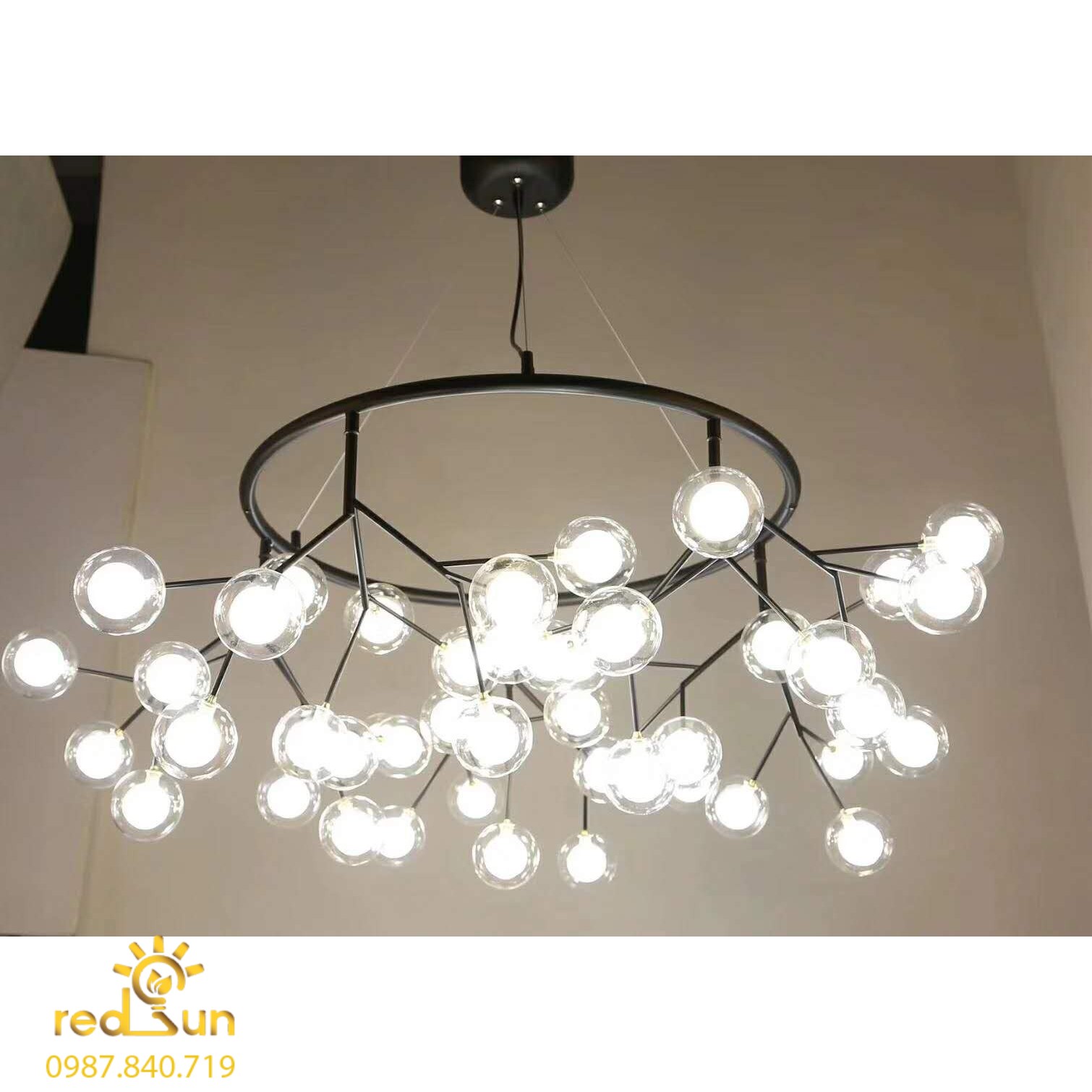 Chùm Hera dáng tròn 45 lá thủy tinh DC-L003