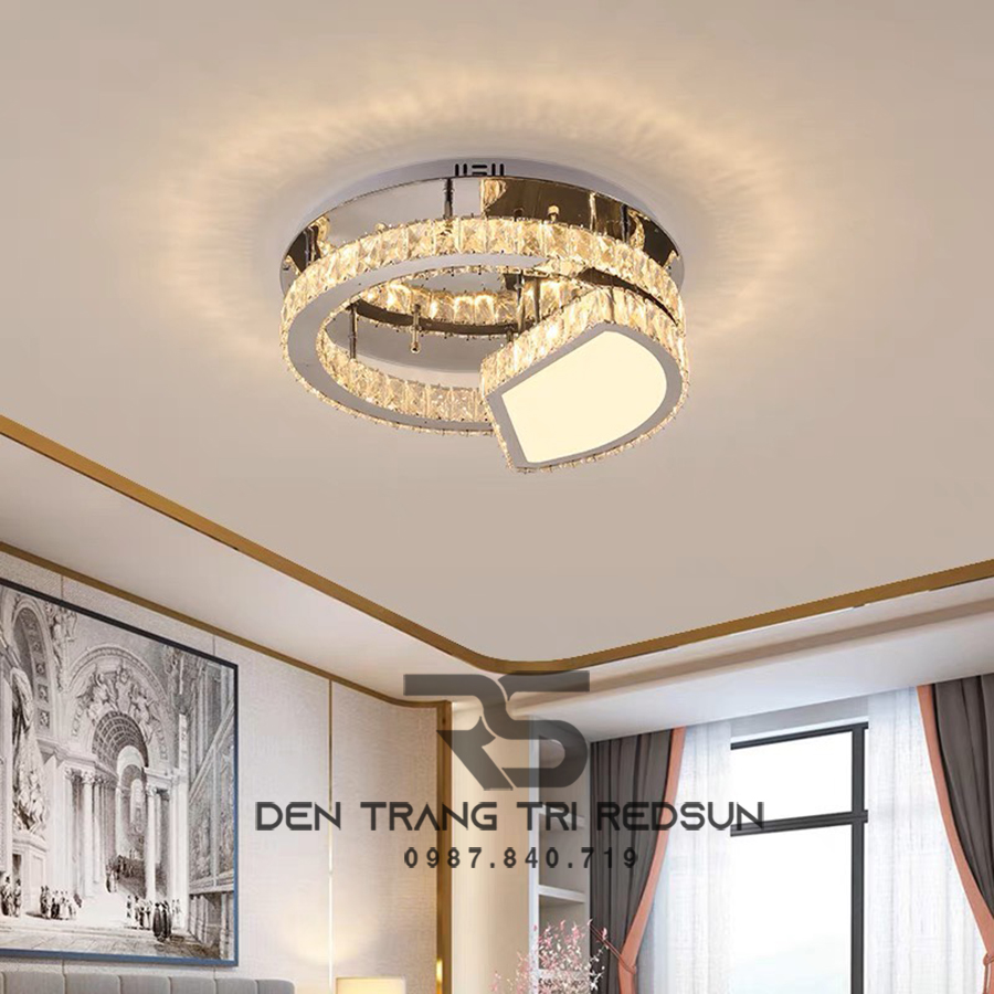 Đèn Mâm Mica Pha Lê Ốp Trần Phòng Khách Hiện Đại MKPL-053