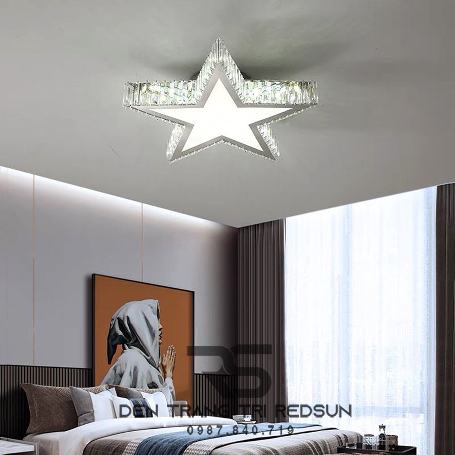 Đèn Mâm Mica Pha Lê Ốp Trần Phòng Khách Hiện Đại MKPL-030