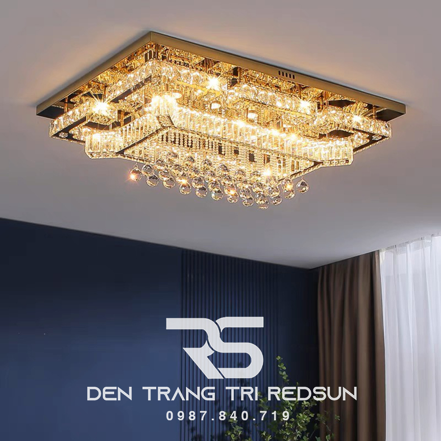 Đèn Mâm Pha Lê Ốp Trần Phòng Khách Hiện Đại M9201