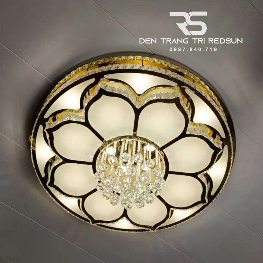 Đèn Mâm Mica Pha Lê Ốp Trần Phòng Khách Hiện Đại MKPL-05