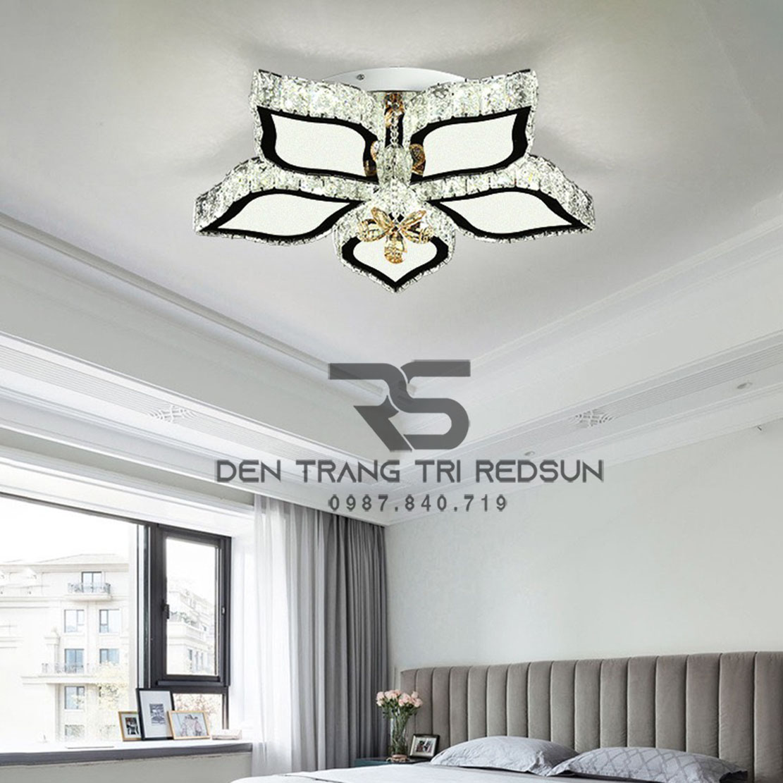 Đèn Mâm Mica Pha Lê Ôp Trần Phòng Khách Hiện Đại MKPL-08