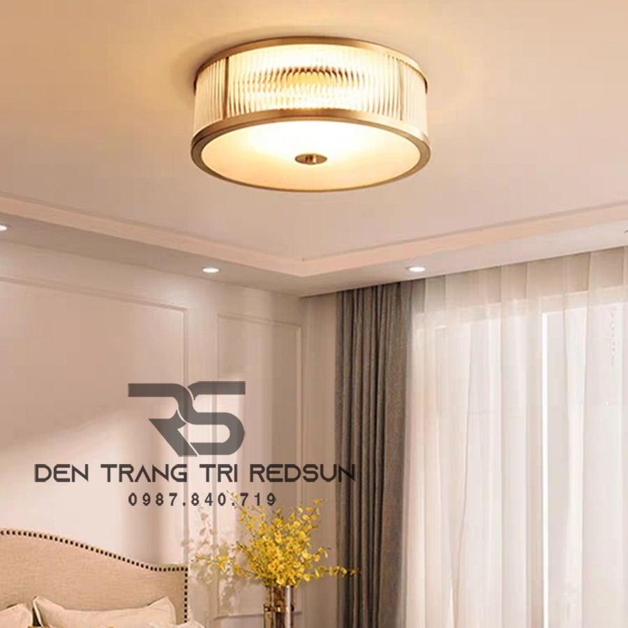 Đèn Ốp Trần Phòng Khách, Phòng Ngủ Phong Cách Indochine Chất Liệu Thuỷ Tinh IDC-014