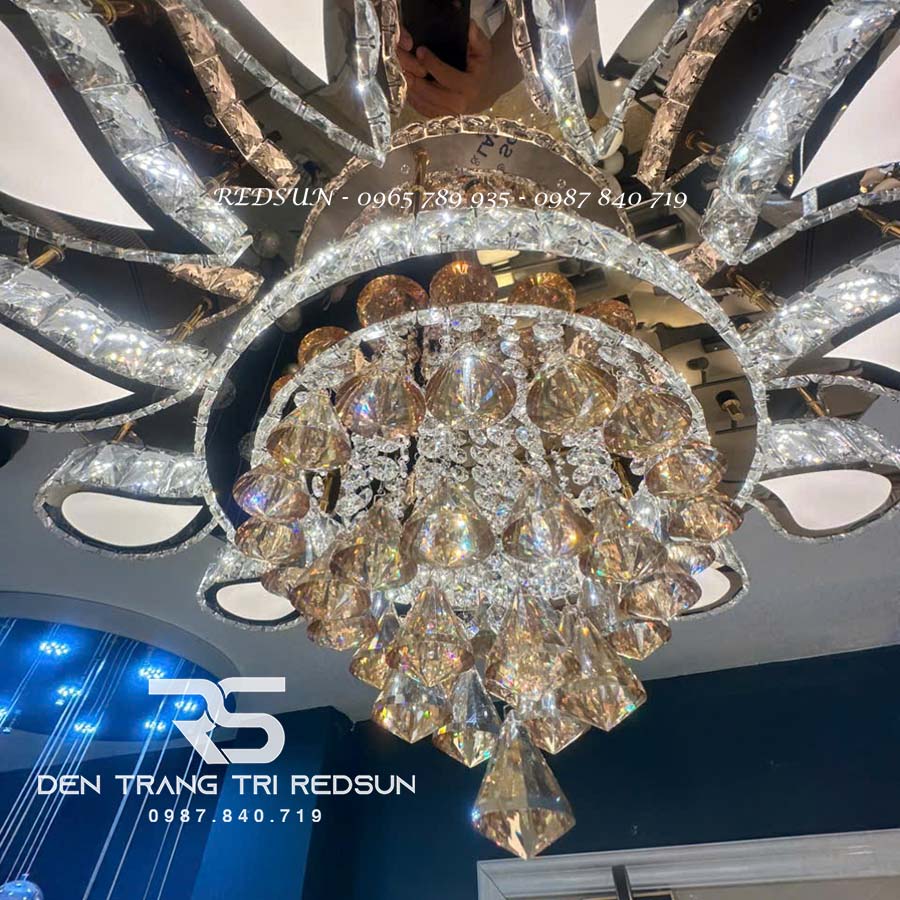 Đèn Mâm Mica Pha Lê Ốp Trần Phòng Khách Hiện Đại MKPL-123