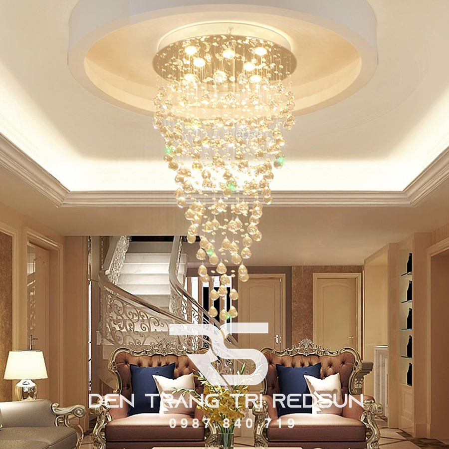 Đèn Mâm Pha Lê Ốp Trần Phòng Khách Hiện Đại  M9187