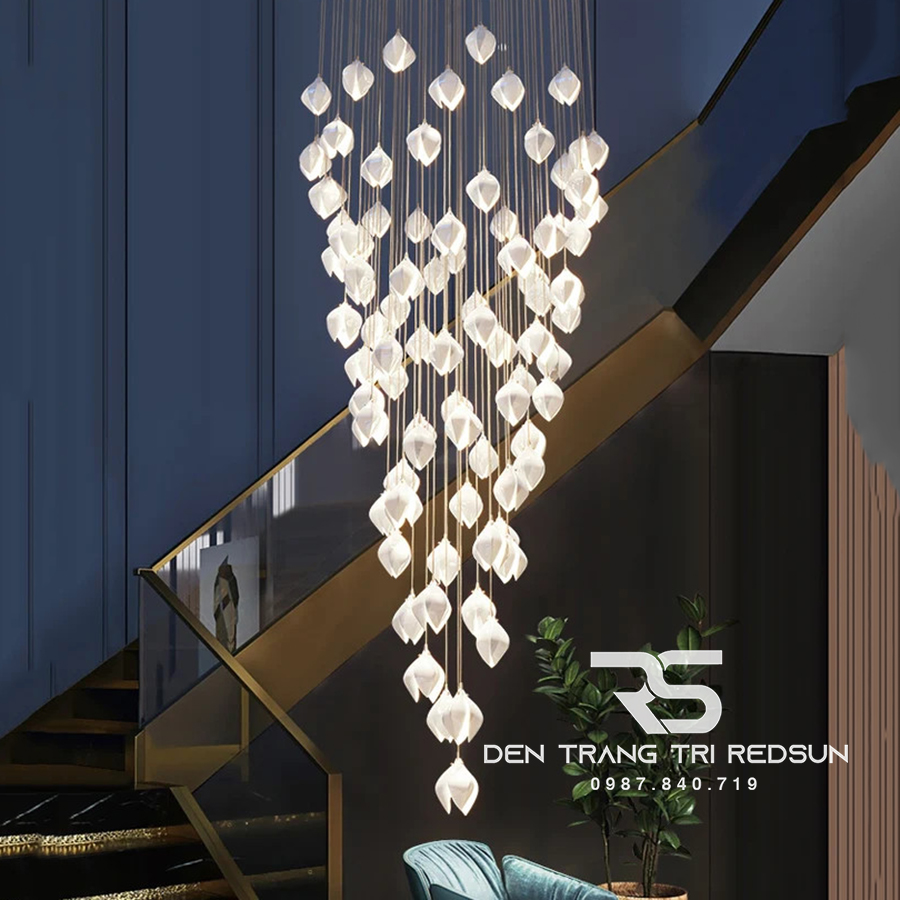 Đèn Thả Phong Cách Hiện Đại Hoa Mộc Lan Lắp Phòng Khách, Sảnh Chờ, Cầu Thang Thông Tầng HTK052