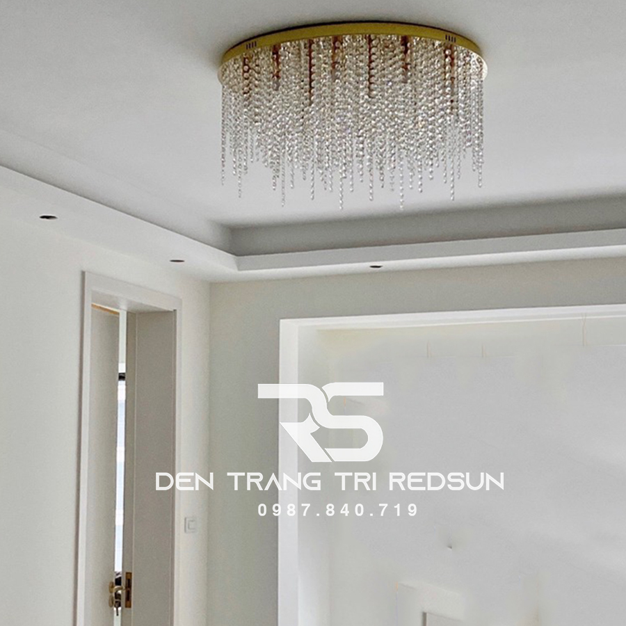 Đèn Mâm Pha Lê Ốp Trần Phòng Khách Hiện Đại MV9193