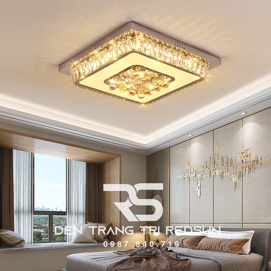 Đèn Mâm Mica Pha Lê Ốp Trần Phòng Khách Hiện Đại MKPL-078