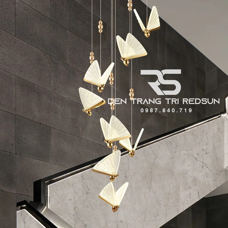 Đèn Thả Thông Tầng Hiện Đại Chất Liệu Acrylic Lắp Thông Tầng Cầu Thang, Phòng Khách, Bàn Ăn HTK038