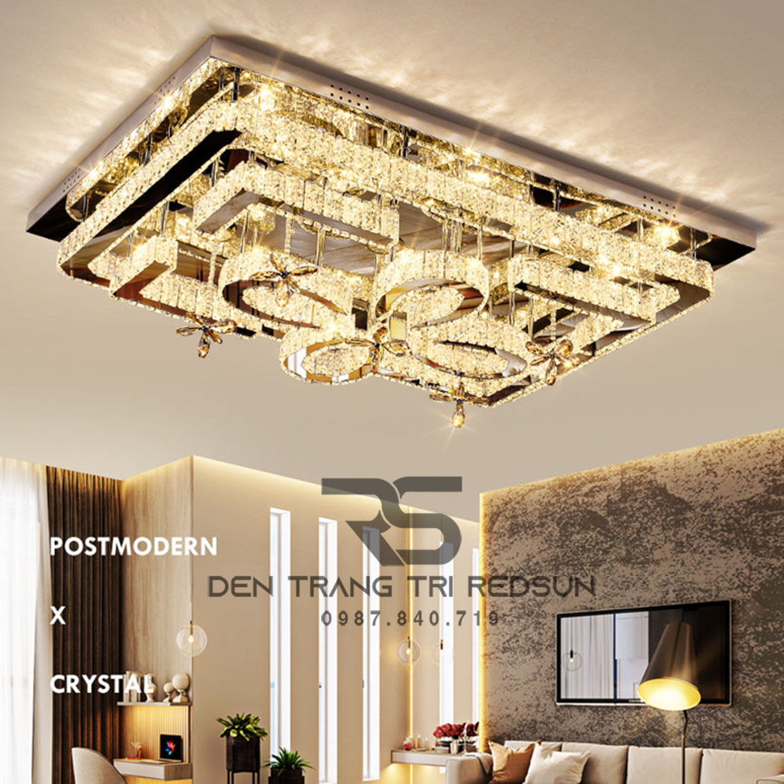 Đèn Mâm Pha Lê Ốp Trần Phòng Khách Hiện Đại M9203