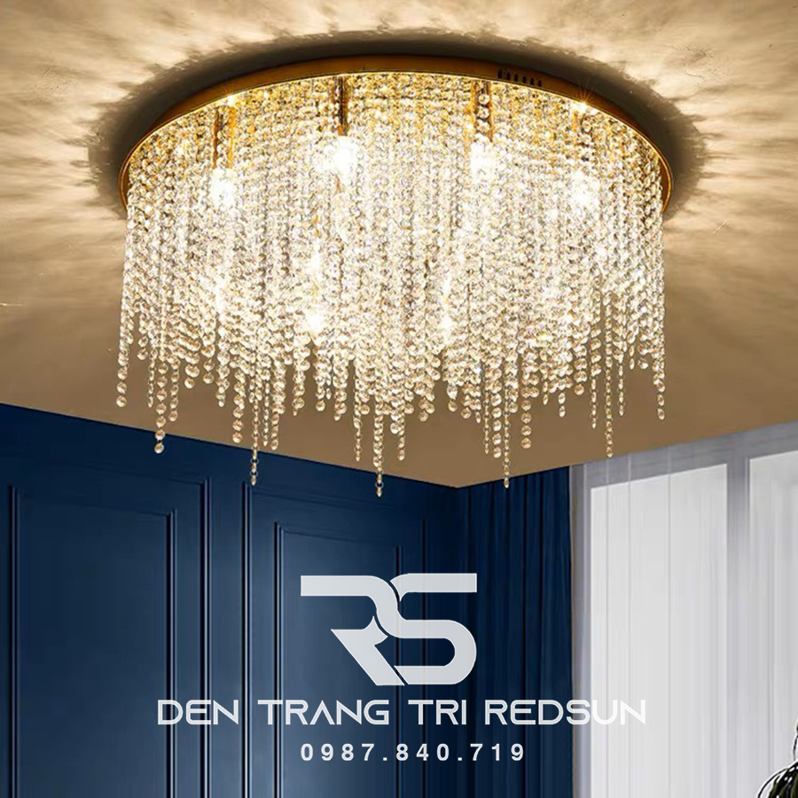 Đèn Mâm Pha Lê Ốp Trần Phòng Khách Hiện Đại MV9193