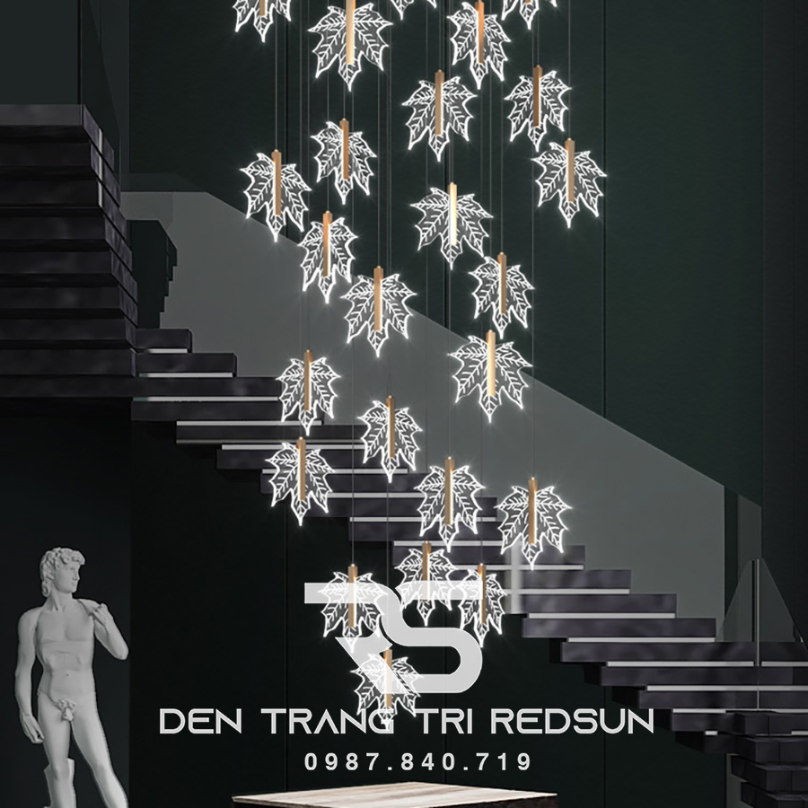 Đèn Thả Trần Hiện Đại Lắp Thông Tầng Cầu Thang, Phòng Khách, Bàn Ăn Chất Liệu Acrylic HTK037