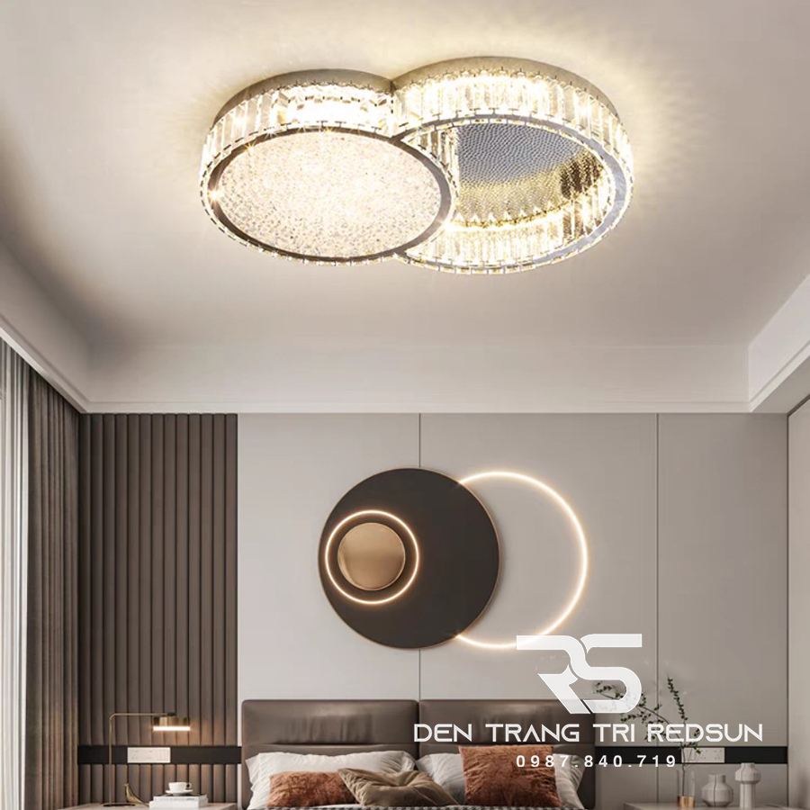 Đèn Mâm Pha Lê Ốp Trần Phòng Khách Hiện Đại M9238