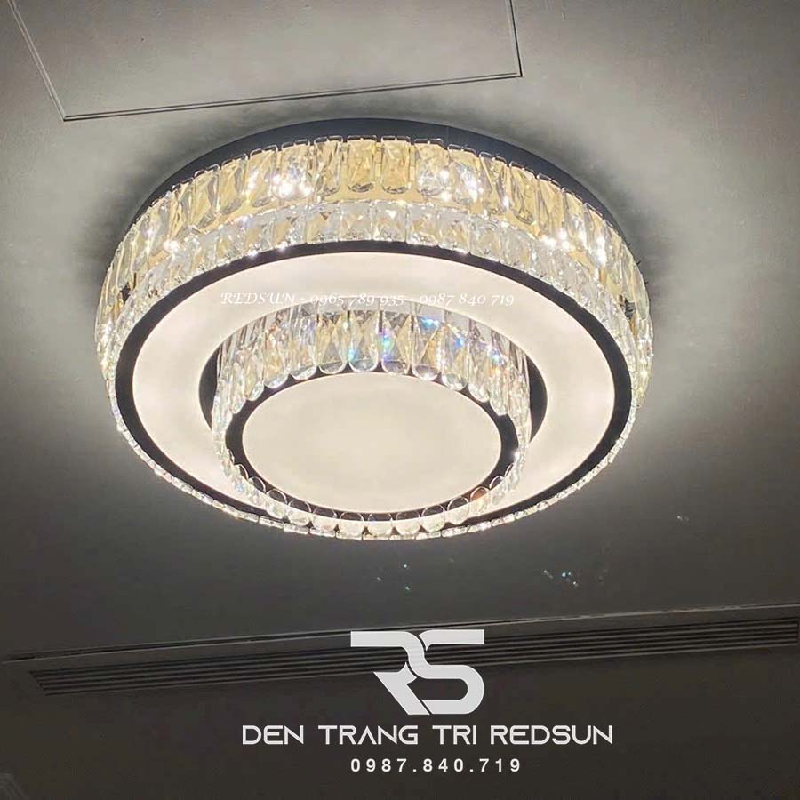 Đèn Mâm Mica Pha Lê Ốp Trần Phòng Khách Hiện Đại MKPL-03