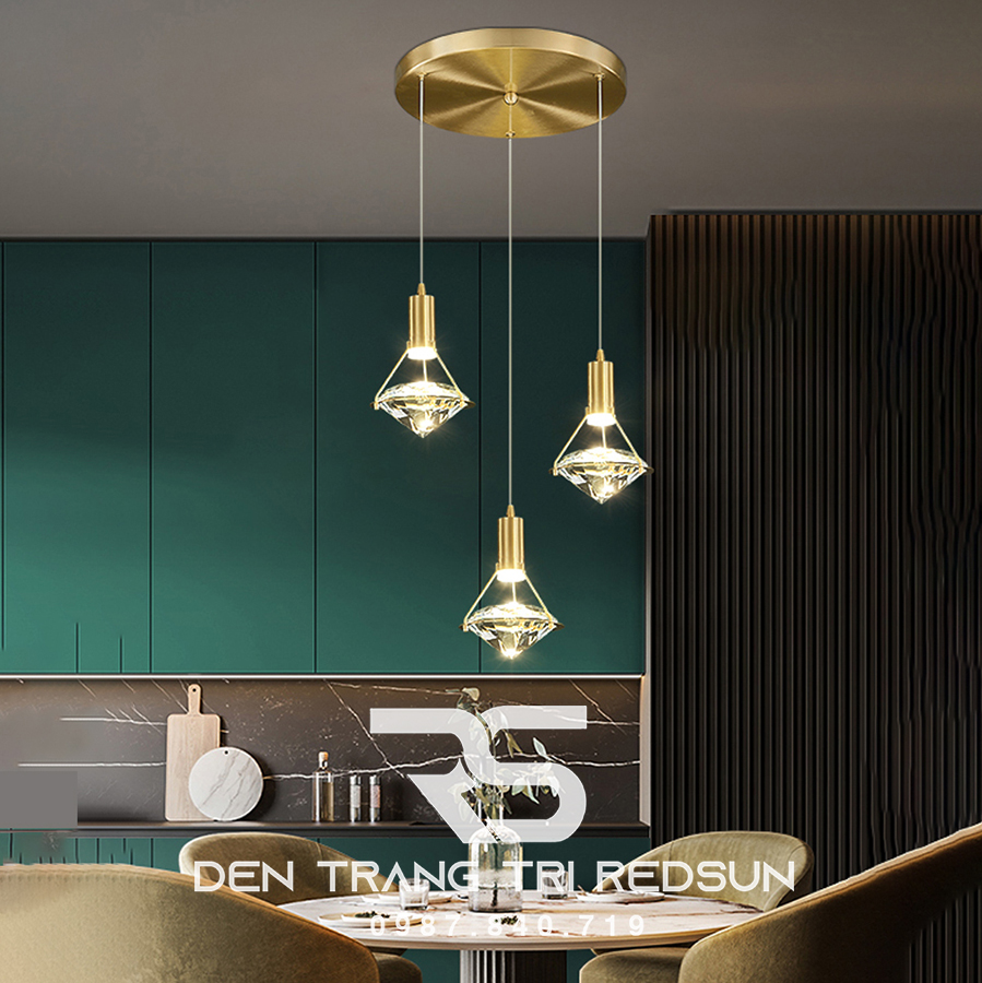 Đèn Thả Trần Hiện Đại Lắp Thông Tầng Cầu Thang, Phòng Khách, Bàn Ăn Chất Liệu Pha Lê HTK048