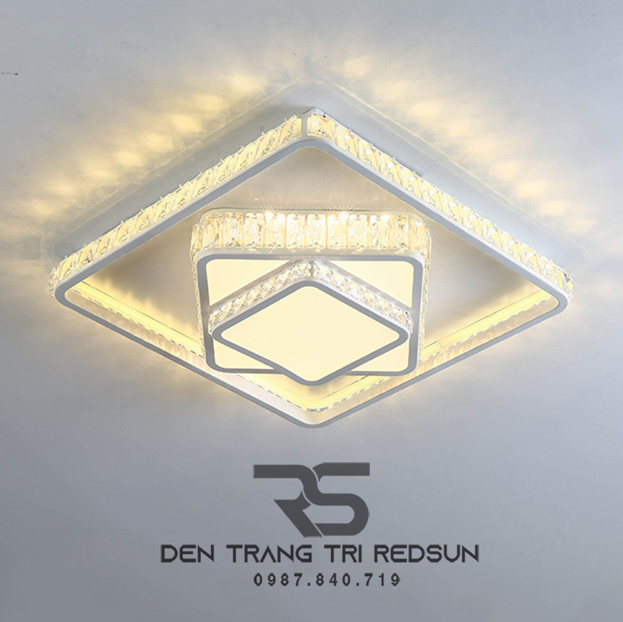 Đèn Mâm Mica Pha Lê Ốp Trần Phòng Khách Hiện Đại MKPL-091