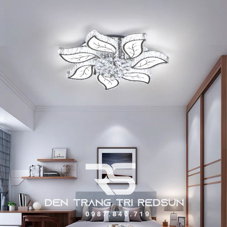 Đèn Mâm Mica Pha Lê Ốp Trần Phòng Khách Hiện Đại MKPL-036/7