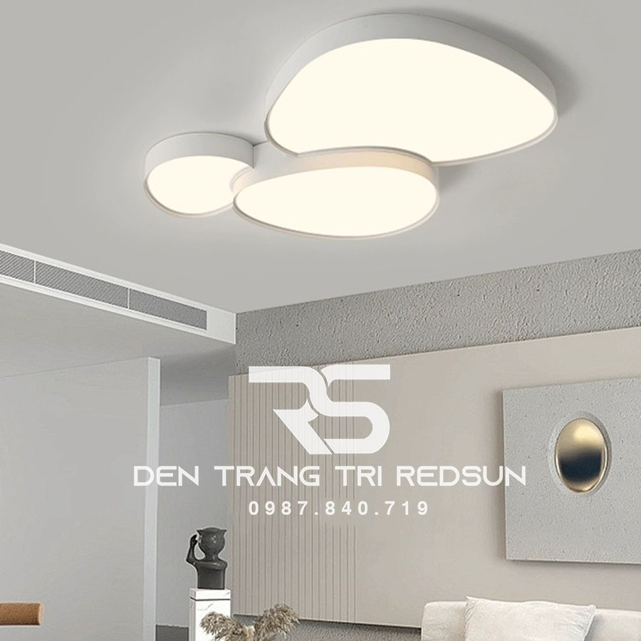 Đèn Mâm Ốp Trần Hiện Đại Phòng Khách, Phòng Ngủ Phong Cách Bắc Âu Chất Liệu Mica OT-018