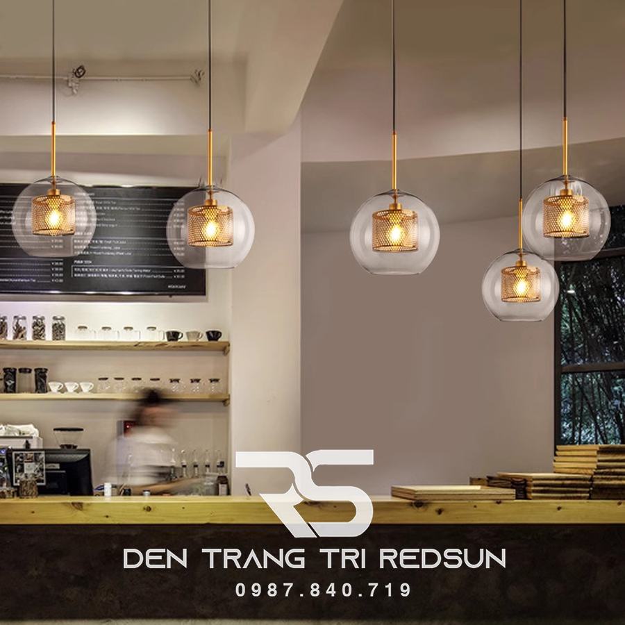 Đèn Thả Trần Hiện Đại Choá Thuỷ Tinh Lõi Hợp Kim Dáng Tròn Phong Cách Bắc Âu CDT-T010