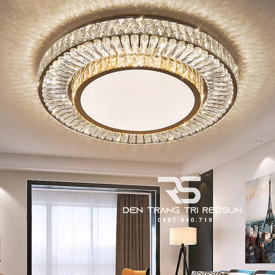 Đèn Mâm Mica Pha Lê Ốp Trần Phòng Khách Hiện Đại MKPL-094