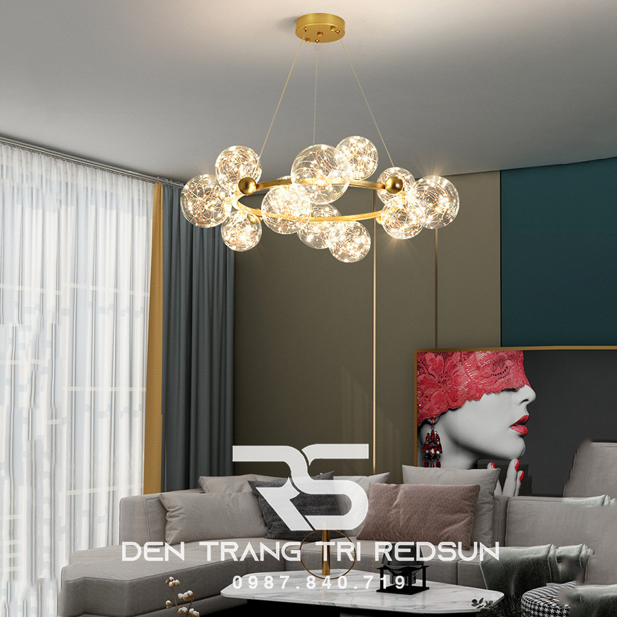 Đèn Chùm Phòng Khách Hiện Đại Phong Cách Bắc Âu Choá Thuỷ Tinh DC-50