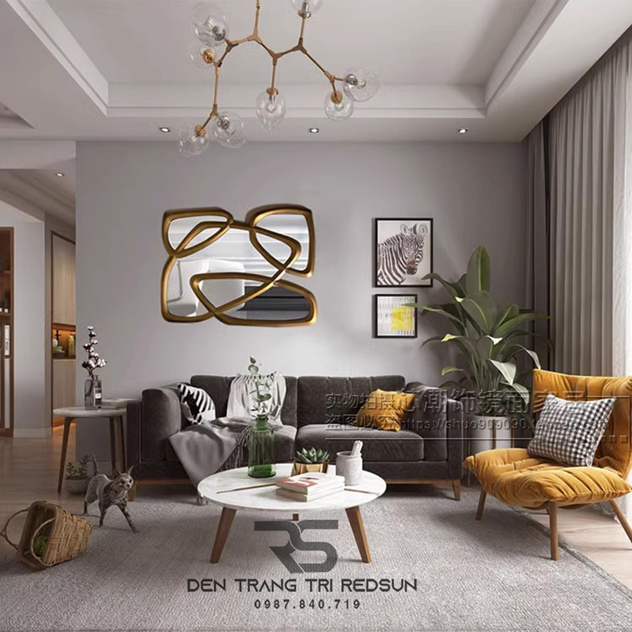 Gương Treo Tường Nghệ Thuật Trang Trí Phòng Khách, Phòng Ăn, Hành Lang Phong Cách Bắc Âu GDC-010