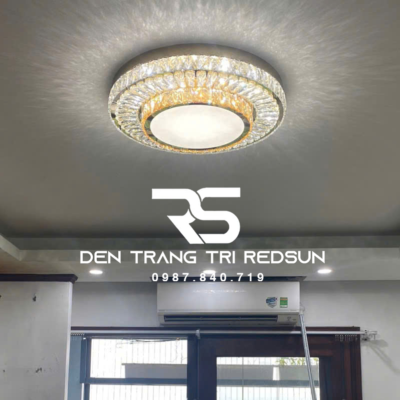 Đèn Mâm Mica Pha Lê Ốp Trần Phòng Khách Hiện Đại MKPL-094