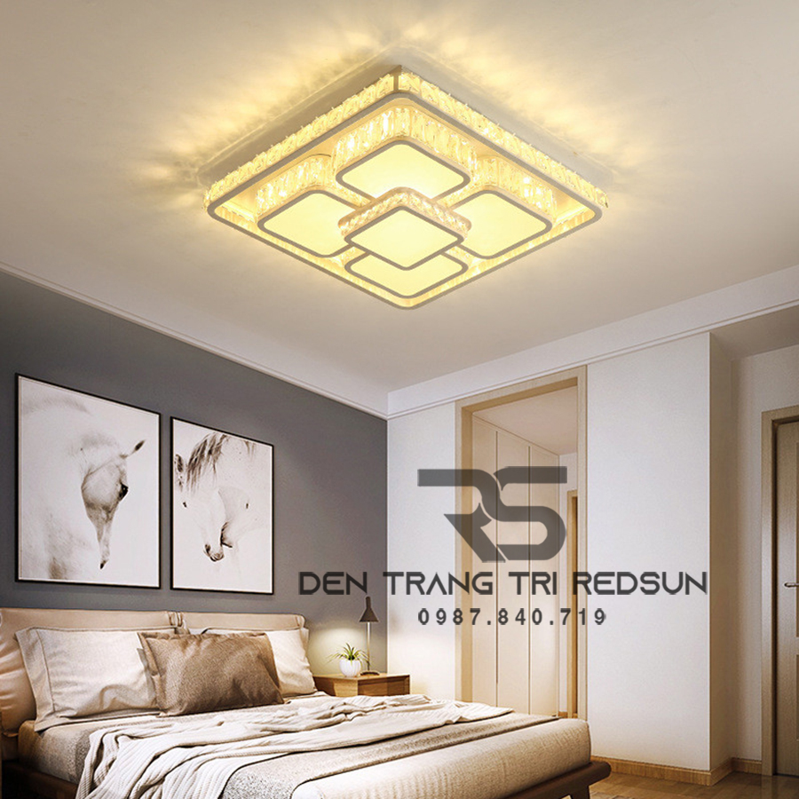 Đèn Mâm Mica Pha Lê Ốp Trần Phòng Khách Hiện Đại MKPL-089