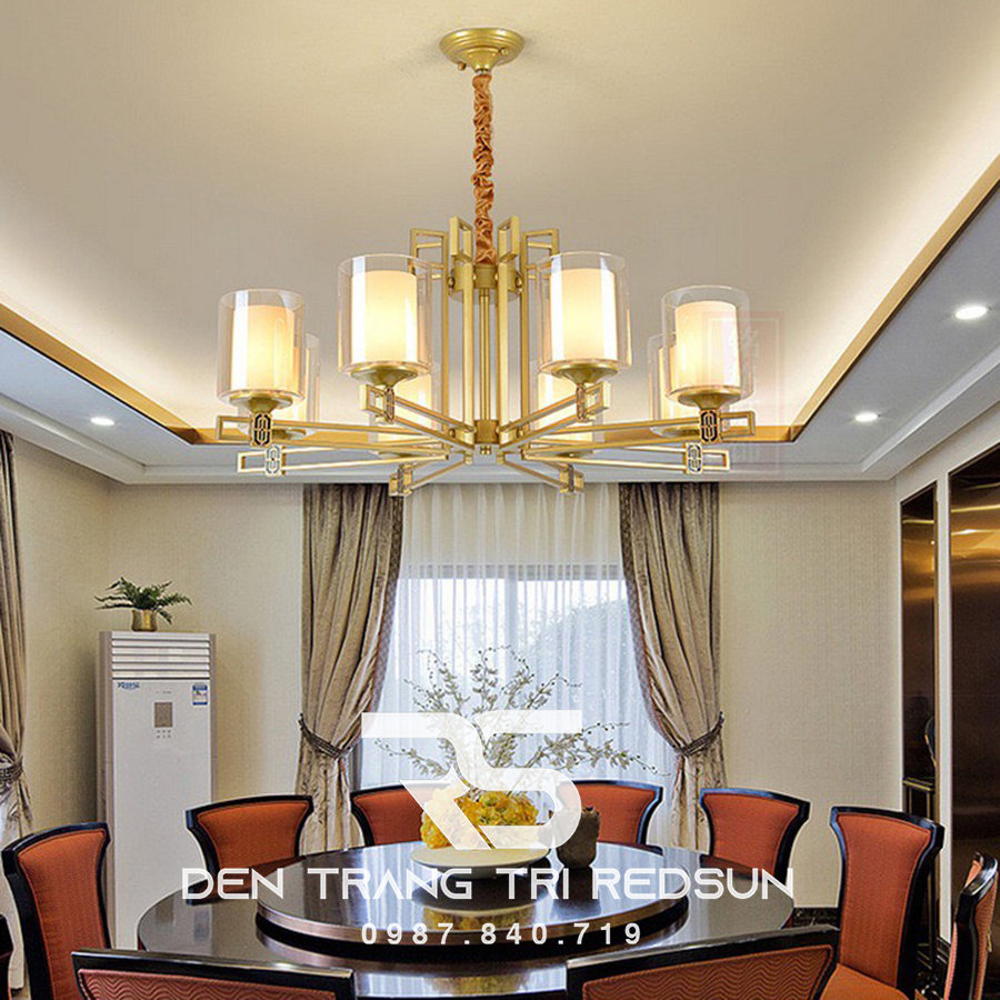 Đèn Chùm Phòng Khách Hiện Đại Phong Cách Indochine Choá Thuỷ Tinh IDC-002
