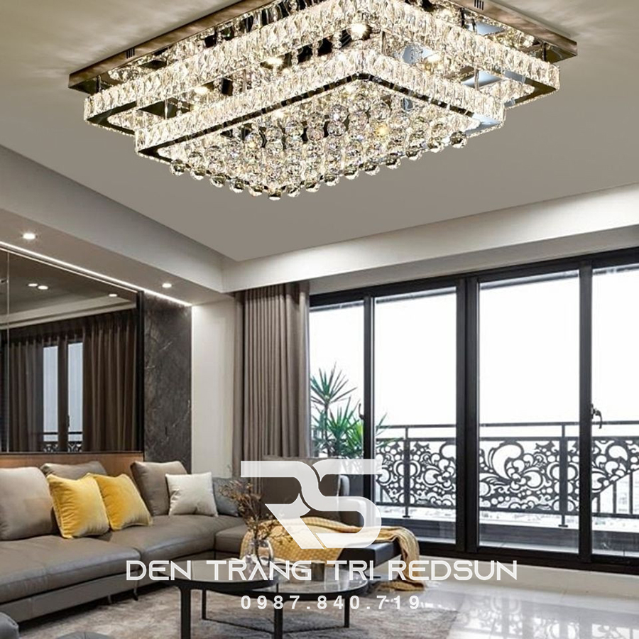 Đèn Mâm Pha Lê Ốp Trần Phòng Khách Hiện Đại M9220