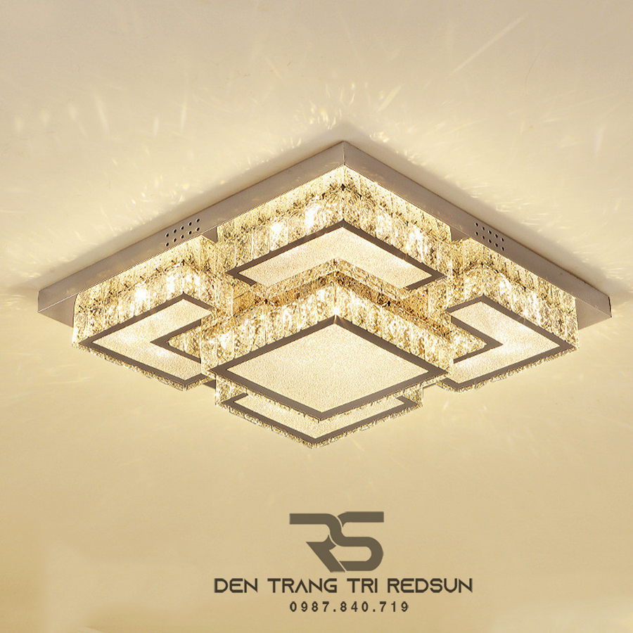 Đèn Mâm Mica Pha Lê Ốp Trần Phòng Khách Hiện Đại MKPL-055