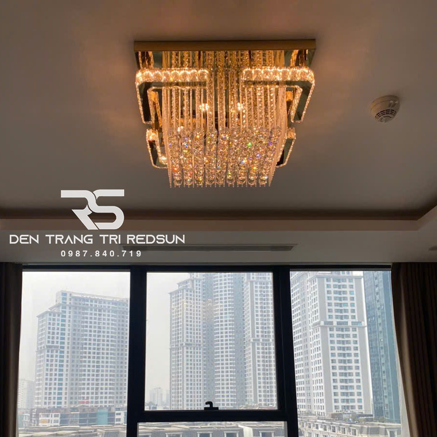 Đèn Mâm Pha Lê Ốp Trần Phòng Khách Hiện Đại M9196