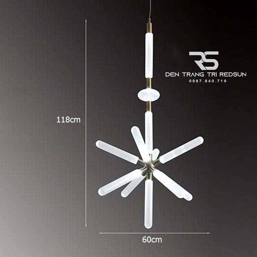 Đèn Chùm Trang Trí Phòng Khách, Phòng Ăn, Phòng Ngủ Ống Thủy Tinh Hình Sao DC-T105